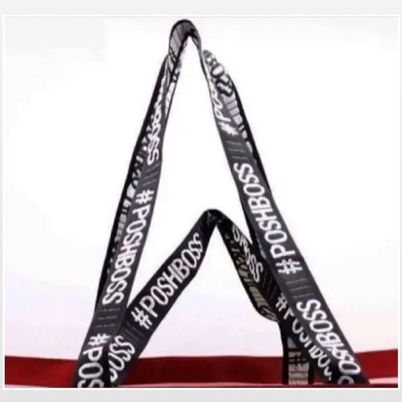 New 2 Oversized Double-Handled Red Poshmark Tote Bags - Picture 7 of 9